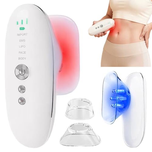 Velanoraga 5-in-1 Lymphatic Drainage Massager, Microcurrent & Red Blue LED Massager with LIPO Vacuum, Facial and Body Contouring Tool for Abdomen, Thighs, Arms & Face