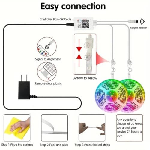 Tira de luces LED RGB 16.5FT ALisasin con control remoto miniatura 4