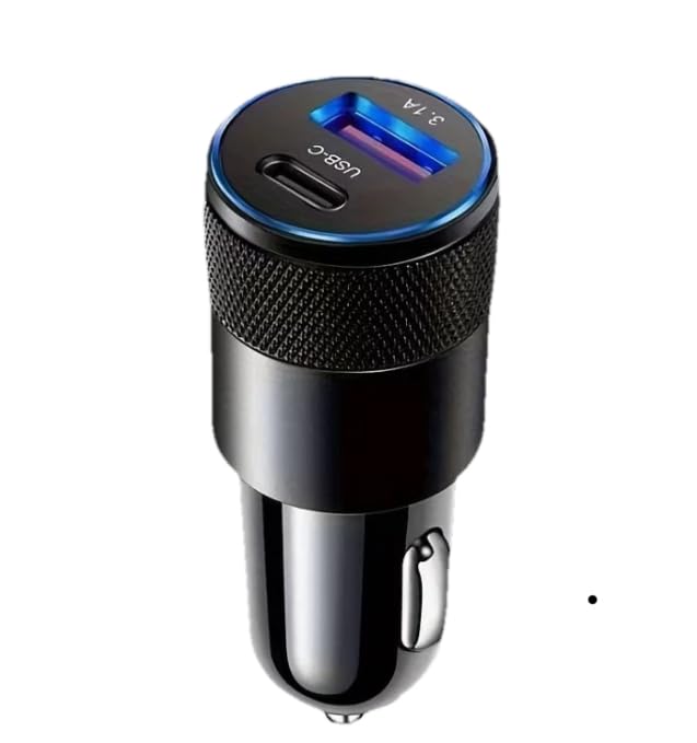 Cargador coche USB-C doble ideal para viajes y rutas nocturnas