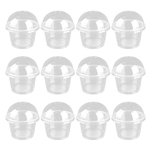 DOITOOL 50 Unidades de Envases Individuales para Cupcakes Tazas Transparentes para Ensaladas de 250Ml con Tapas Tazas para Postres Soporte para Magdalenas Caja de Cúpula de Exhibición