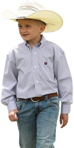 Cinch Boys' Long Sleeve Button Down Western Shirt - White Stripe (MTW7060421) image 2