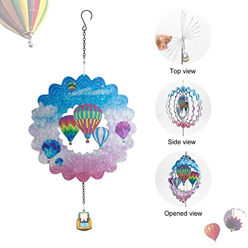 Hot Air Balloon Metal Wind Spinners -3D Hanging Wind Spinner For Outdoor & Indoor Decorations, 12 Inch Wind Spinner For Balcony Garden Yard Patio Decoration #TOP6