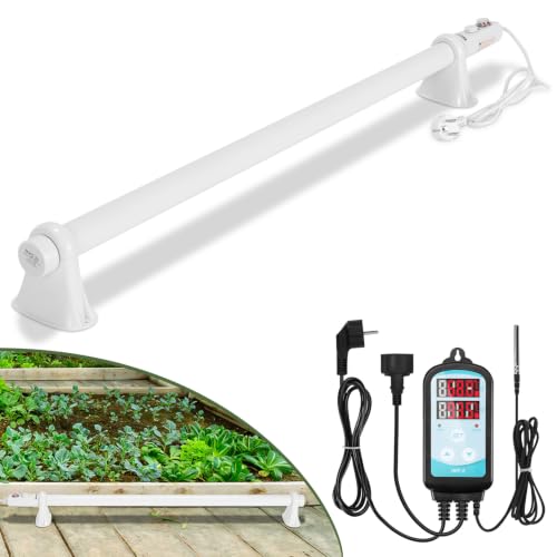 Gewächshausheizung 55W mit Thermostat, 50 cm Frostwächter für Pflanzen