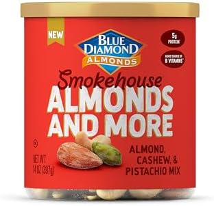 Blue Diamond Almonds, Mixed Nuts Smokehouse Flavored Deluxe Snack Nuts, Almonds, Pistachios, and Cashews, 14oz. Can (Pack of 1)