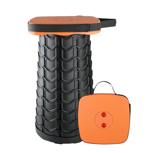 Image of Boreeman Collapsible Square Portable Stool - Lightweight Yet Sturdy With 400lbs Load Capacity - Upgraded Foldable for Camping, Fishing, Hiking, BBQ (Orange)