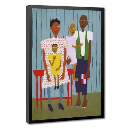 Cadre toile Famille folklorique noire William H. Johnson déco murale anti-vide