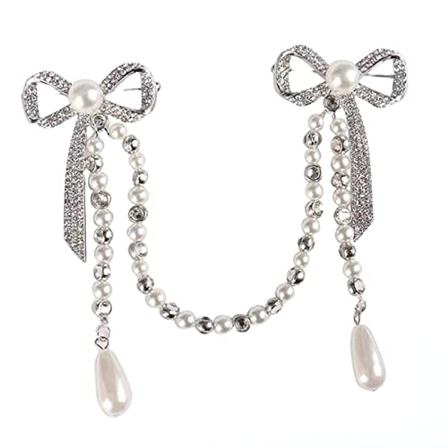Broche pour costume et col chemise avec strass double noeud papillon