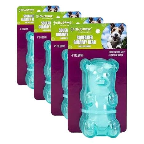 Gnawsome Mordillo con Chirriador Oso Goma Mediano 4" Pack de 4 miniatura 1