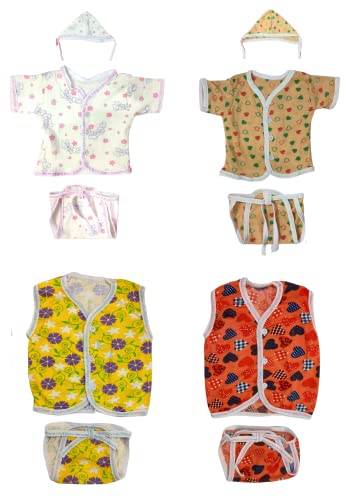 Image of TANGY Hosiery Newborn Baby Boy's and Baby Girls Jhabla Clothing Top Set(Pack of 4)