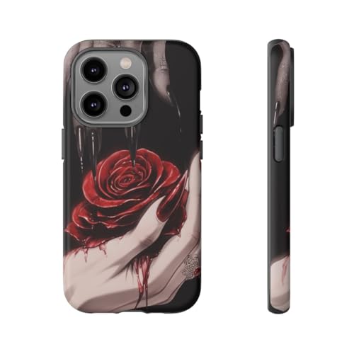 Coque iPhone 14 Pro gothique rose rouge - Protection rigide mate antichoc