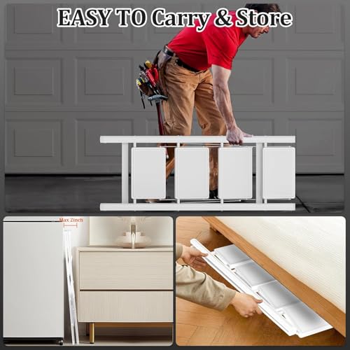 DIAMONDFORGE 4 Step Ladder, Folding Step Stool & Collapsible Stool for Kitchen, 330lbs Capacity with Wide Anti-Slip Pedal & Feet, Sturdy Steel Step Ladder for Home and Office, White by DIAMONDFORGE - Used condition - Image 6
