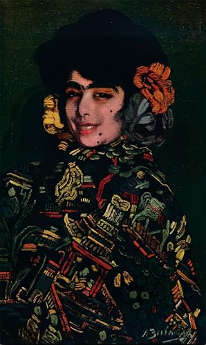 Art mural moderne fille espagnole peinture affiche multicolore
