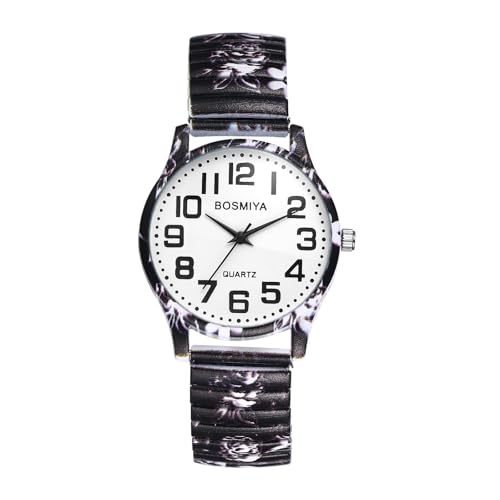 JewelryWe Montre Femme Bracelet Elastique: Montre Femme Extensible Fantaisie Bohème Analogique Quartz en Acier Inoxydable - Montre Cadran Chiffres Facile à...