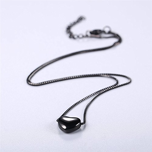 U7 Cute Heart Choker With Black Gun Plated Italian Box Chain Pendant Necklace, 17-19 Inch #TOP3