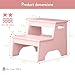 Forbena Pink Girls Toddler Step Stool for Bathroom Sink, Princess Toddler Two Step Stool for Toilet Potty Training, Baby Child Kids Stepping Stool with Handles for Bedroom Classroom Kitchen (Pink)