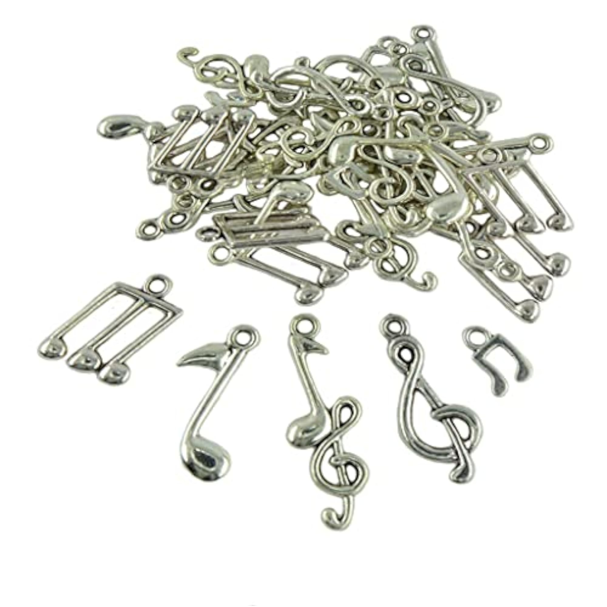 40 Pieces Tibetan Silver Mixed Music Note Charms Pendants