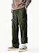 PLEPAN Men's Corduroy Pants Fashion Loose Fit Wide Leg Cargo Pants with Pockets Casual Elastic Waist Drawstring Sweatpants Army Green XX-Large