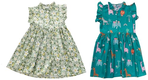 Image of TAGAS Baby-Girl's Rayon Standard Length Dress Blue 1-2Y Baby-Girl's Rayon Fit and Flare Knee-Length Frock (KD-1113-1111-1010 Green 1-2 Years)