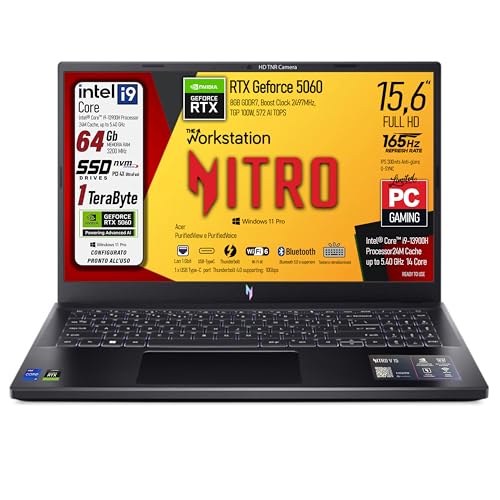 acer Notebook Gaming Nitro, Intel Core i9-13900H, fino a 5,4GHz, ...