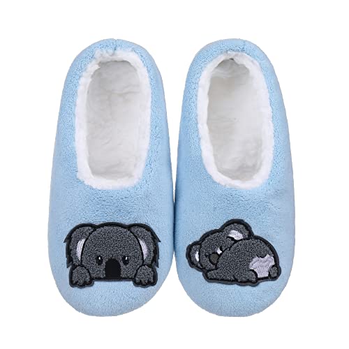 Image of ZYZX Cute Slipper Socks with Grips,Cozy Soft Sole House Slippers for Women | Animal Pattern Warm Safe Non Slip Fleece-lined Fluffy Fuzzy Socks Indoor for Adult,Easy to Wash,Gifts