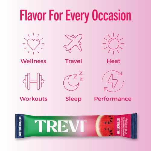Image of TREVI Electrolytes Powder Packets, Sugar Free Hydration, Watermelon 20 Pack | Essential Daily Drink Mix, 0 Sugar, Magnesium, Potassium, Vitamin C, Calcium, B6 & B12 Vitamins