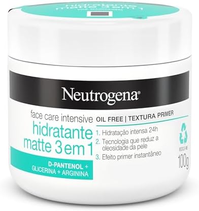 Neutrogena Hidratante Facial Matte 3 em 1 Face Care Intensive, 10...