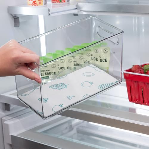 S&T INC. Fridge Liners, Shelf Liners for Kitchen Cabinets and Storage Bins, Non Adhesive Refrigerator Liners, Washable and Absorbent, 12 Inch x 24 Inch, Fruits, 5 Pack