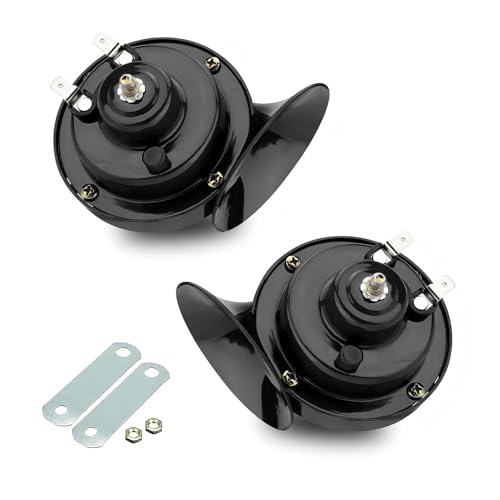 sdidzad 2 PCS 300DB Super Loud Train Horns, Waterproof Electric Snail Double Horn, 12V Car Air Horns Replacement Kit, Universal for Car, Motorcycle, Truck, SUV, Boat (Black)