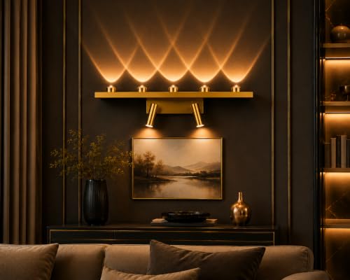 Image of FILLISKA LED Mirror /Picture /Vanity Light with Adjustable Colour and Luxurious Gold Finish (5+2 LED Luxurious Gold -985B)