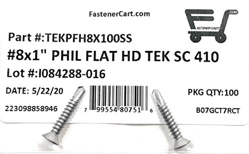 Tornillos TEK 8x1 acero inoxidable Phillips cabeza plana 100 uds miniatura 2