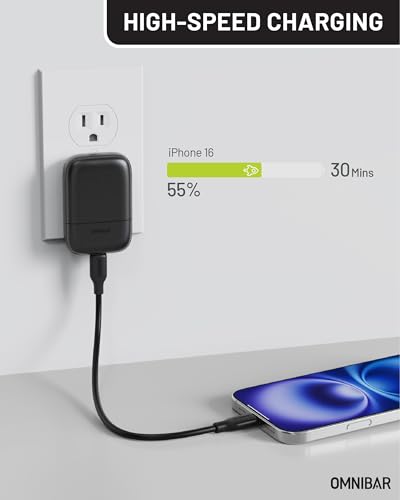 Image of Slim Flat 30W USB C Wall Charger, GaN PD 3.0 PPS Fast Charger Block with Foldable Plug, Type C Power Adapter for iPhone 17 /16 /15 Pro Max, Samsung Galaxy S26 /S25 /S24, iPad Pro, AirPods 4, Black
