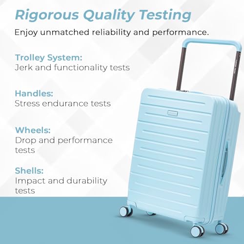 TUSKER TRUNK Polycarbonate Hard Sided Casing Garnet Check-in Cabin Trolley Bag, Lightweight Luggage Suitcases with 8 Silent Spinner Wheels & TSA Lock - (Small_Seablue) - Set of 1 6 41wGK6nbWSL