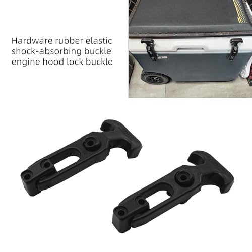 Image of 2PCS Flexible Rubber Hood Latch, Toolbox T-Handle Hasp Draw Latches, Catch Replacement for Farm Machinery, Golf Cart, Cooler, Engineering Machine Hood and Shock Absorption Buckle(Black)