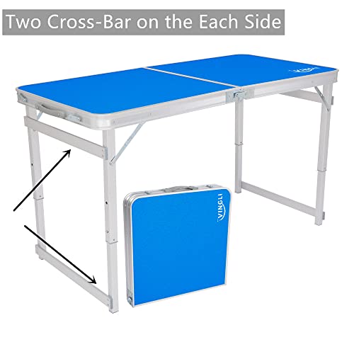 Vingli 4 Foot Folding Table Height Adjustable Portable Lightweight Multipurpose Camping Dining Picnic Table For Indoor Outdoor Party Small Fold Up #TOP1
