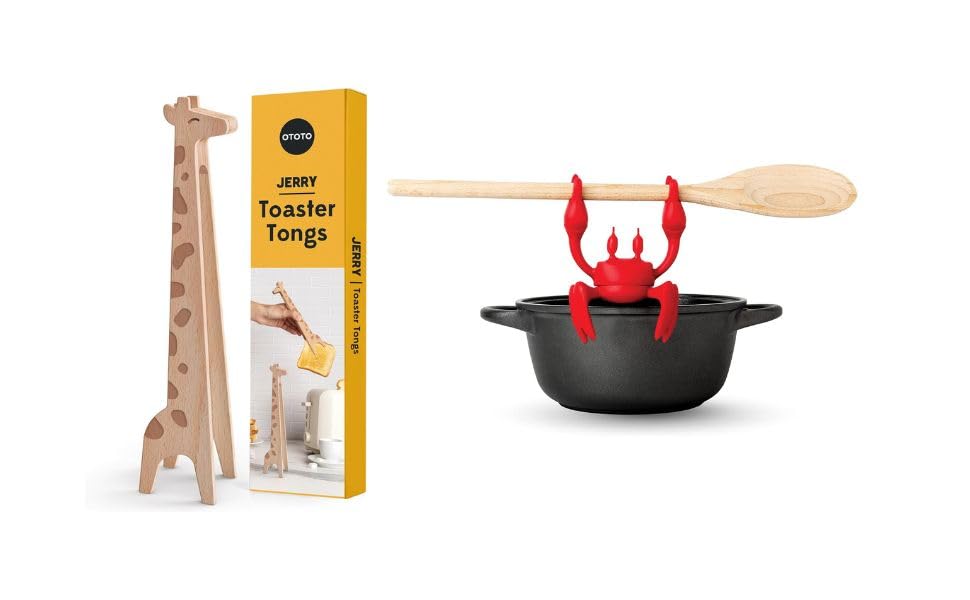 食器 GRUB et TORTUE Amazon.com: Bundle of 2! OTOTO Jerry the Giraffe Toaster Tongs +