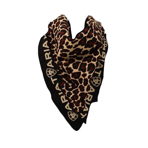 ARIAT Leopard Print Cotton Bandana, Leopard Brown