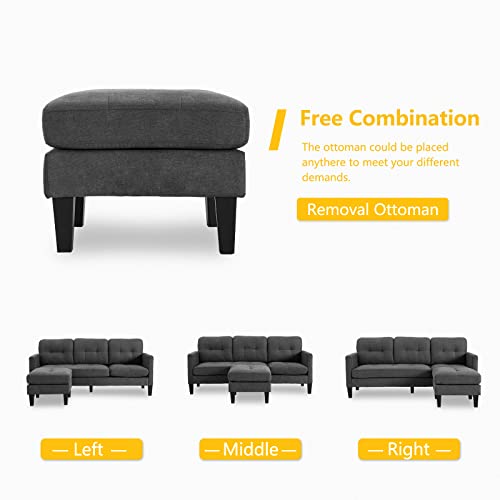 Letata Convertible Sectional Sofa Couch With Chaise, Grey L Shaped Couch Sofa Set With Reversible Ottoman, Modern Small Sectional Couches For Living Room,Apartment,Small Spaces #TOP3