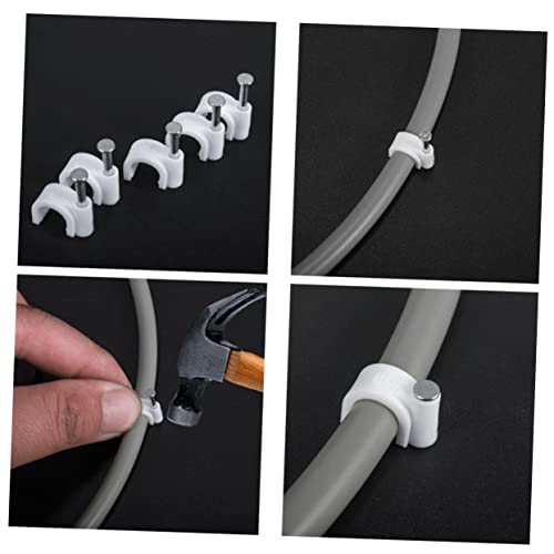 BinZyronic 100個 ワイヤー固定金具 クランプ ? 単管パイプ 給水管 ケーブル対応 壁面取り付け スピーカーマウント可能 (1.96X1.6CM,白)