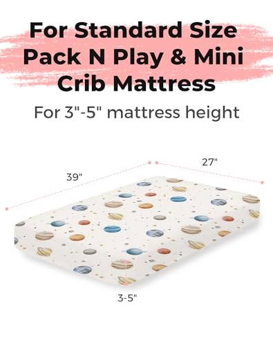 Image of Pack and Play Sheets 2 Pack, Fitted Jersey Knit Mini Crib Sheets for Baby Boys and Girls, Compatible with Graco Pack N Play and Mini Crib Mattress (Sage Trail, Pack N Play /Mini Crib Sheets)