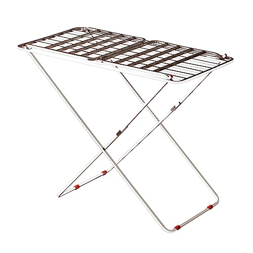 Image of Steel Foldable Clothes Drying Stand - Heavy-Duty Collapsible Laundry Drying Rack, 56 x118 cm, Durable Mild Steel Construction, Space-Saving Indoor & Outdoor Cloth Dryer (Sliver)