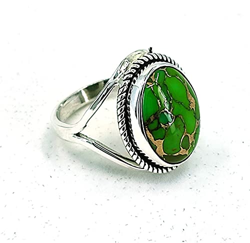 Navya Craft Green Copper Turquoise 925 Solid Sterling Silver Handmade Women Statement Ring Size 4 To 13 For Christmas Anniversary Birthday Valentine Day Gift Wife Her Mother Sister Best Friend #TOP1