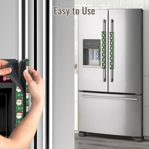 Image of Christmas Refrigerator Door Handle Covers Set of 2, Santa Neoprene Fridge Door Handle Covers Washable Non-Slip Protector for Fridge Dishwasher Appliance Handle Covers, Keep Your Kitchen Clean