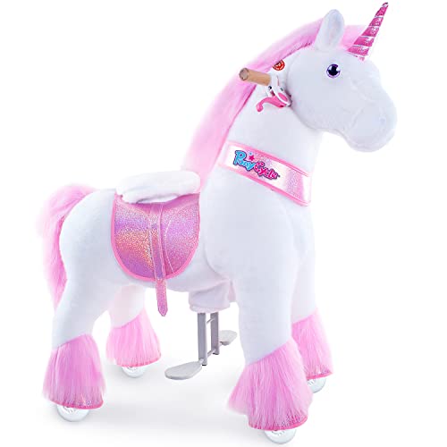 PonyCycle Authentic Ride on Unicorn (with Brake/ 36" Height/ Size 4 for Age 4-8) Toddler Ride on Toys for Girls Pink Ride on Horse Plush Rocking Horse Ux402