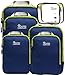 SuitedNomad Compression Packing Cubes Set,Ultralight Travel Organizer Bags (Deep Blue, 6Piece)
