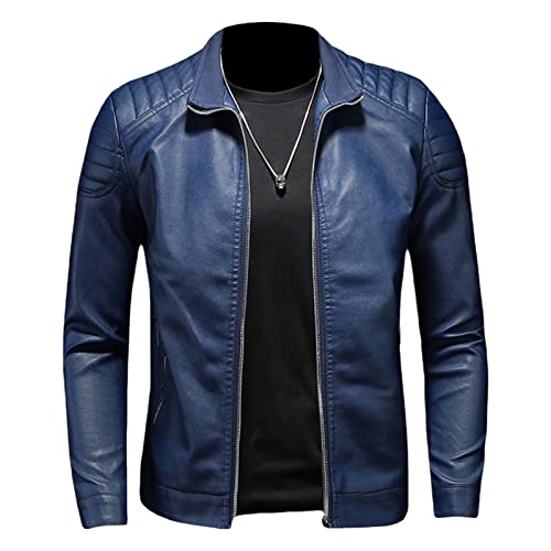 Veste en cuir pour hommes slim veste de locomotive col zippé