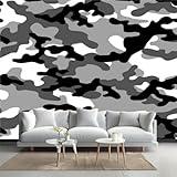 GAROLINAPW Vintage Wallpaper Grey Military Camouflage Seamless Print Wall Mural Peel and Stick Canvas Art Wall Mural Decor Self- Adhesive Wallpaper for Bedroom Living Room