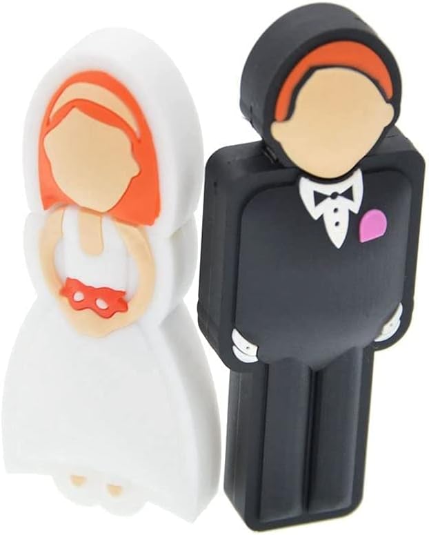 USB Flash Drive 8GB 2 Pack Wedding Gifts - Cute a Groom & a Bride USB 2.0 Memory Stick - Data Storage Pendrive with Gift Box by FEBNISCTE