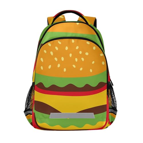 Bookbag Backpack for Teen Knapsack Grade Schoolbag Laptop iPad Tablet Rucksack Girls Boys Students Daypacks with Pockets Print Hamburger Texure On Black