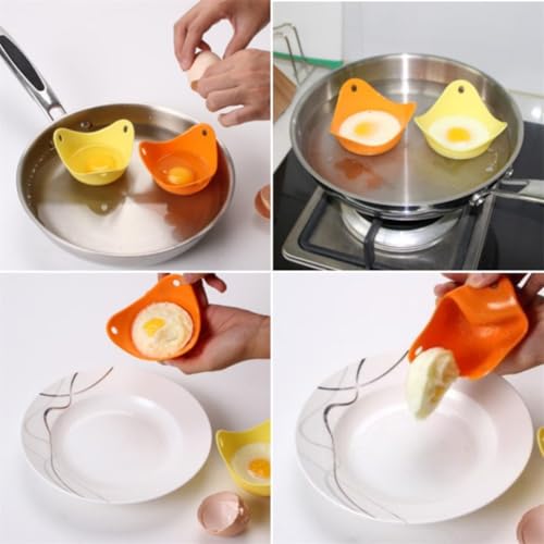 CashMuch Paquete de 4 tazas escalfadoras de huevos de silicona para freidora de aire y microondas, no flexibles y fáciles de limpiar, multifuncionales para huevos, pasteles, gelatinas - imagen 8
