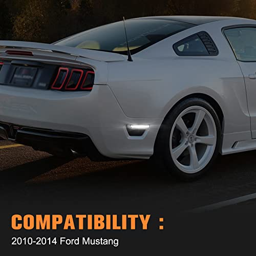 Gempro Led Rear Side Marker Lights For Ford Mustang 2010-2014 White Bumper Marker Parking Lamps Smoked Len, 2Pcs #TOP1